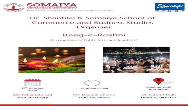 2025-10-17 11:30:00 Dr. Shantilal K Somaiya School of Commerce and Business Studies Raag-e-Roshni "A Symphony of lights, love and laughter" 