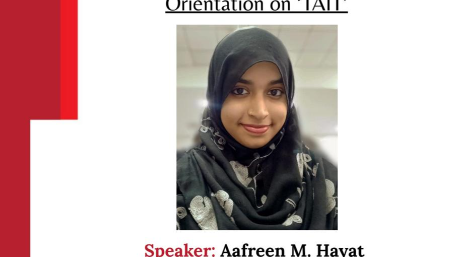 2025-10-30 11:00:00 K J Somaiya School of Education Orienation on TAIT by- Afreen M Hayat