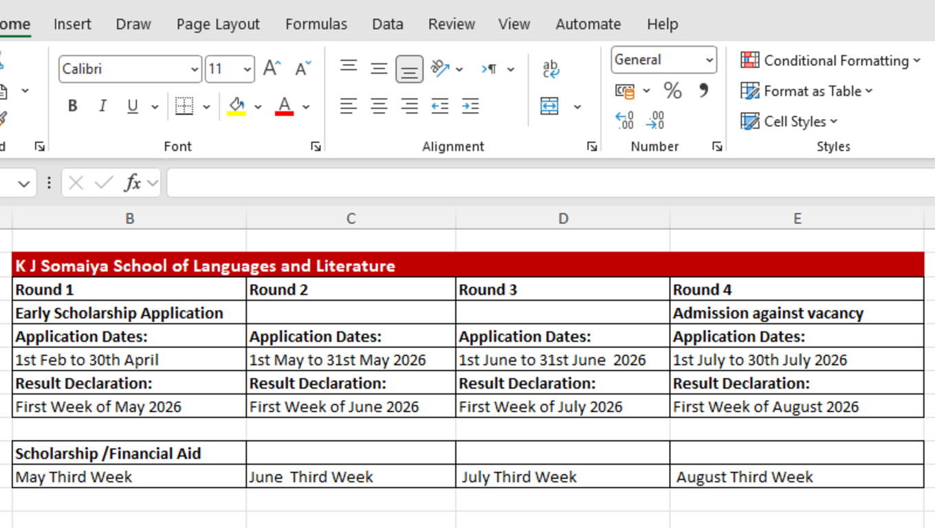 2026-02-04 18:19:00 K J Somaiya School of Languages and Literature Admission Rounds 2026-2027