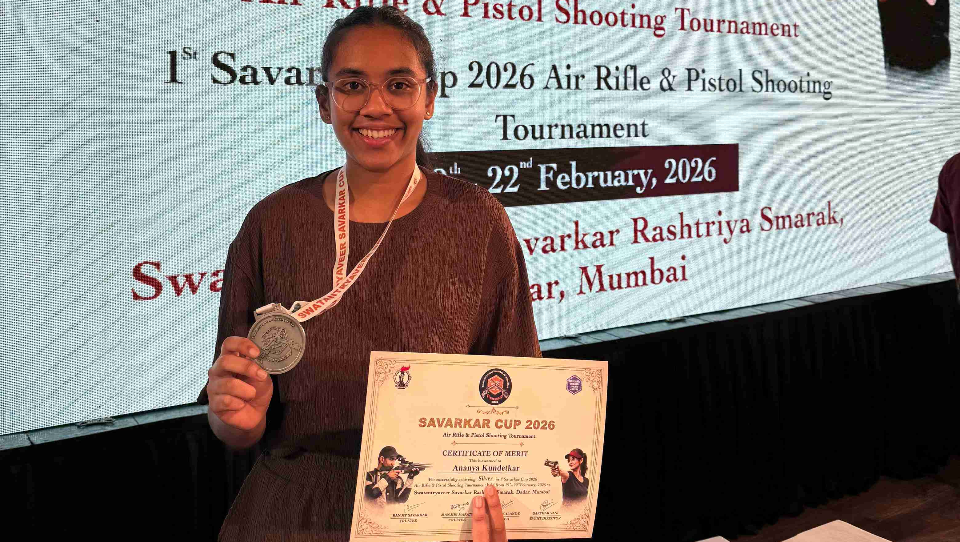 2026-02-28 11:53:00 Somaiya Sports Academy Ananya Kundetkar Wins Silver at Swatantryaveer Savarkar Cup 2026
